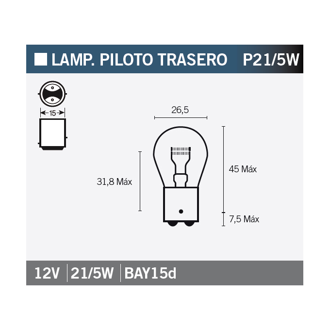 TECNIUM LAMP, LIGHT BULB 12V21/5W - 第 1/1 張圖片