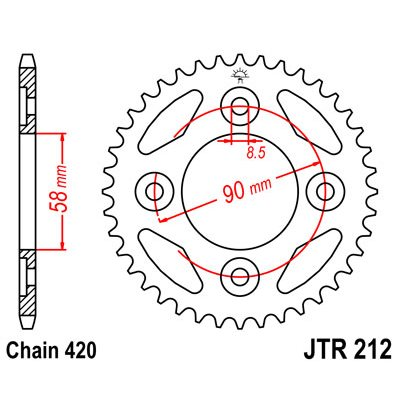 JT SPROCKETS REAR SPROKET 212 steel 34 dientes - 第 1/1 張圖片